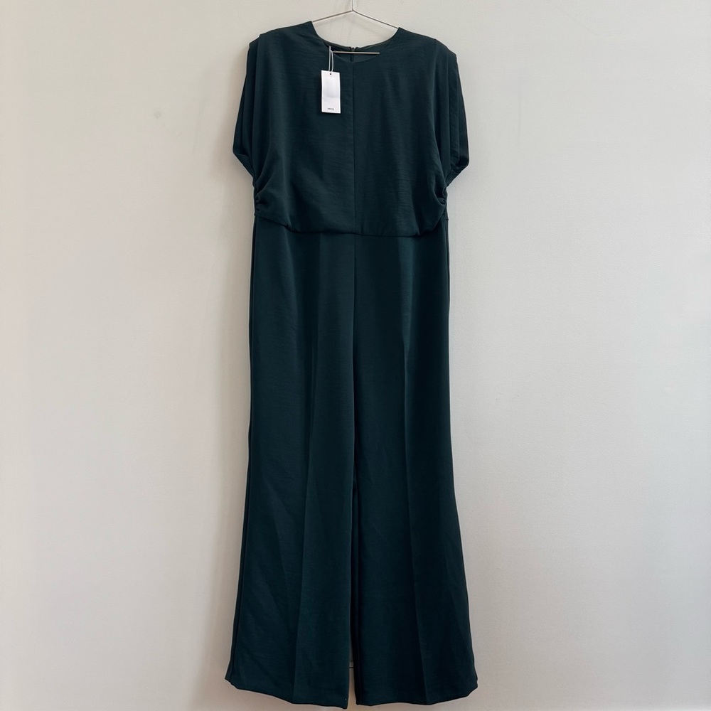 Mango Dark Green Wide-Leg Jumpsuit